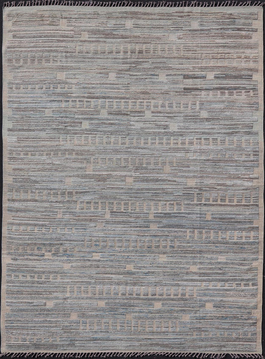 Large Modern wool Rug in Light Green - Gray & Lt. Blue by Keivan Woven Arts. Keivan Woven Arts/rug MSE - 12391, country of origin / type: Afghanistan / Modern Casual, circa Early - 21th Century. Measures: 11'9 x 15'3 This large modern ... - Keivan Woven ArtsMSE - 12391 - 25347Rug