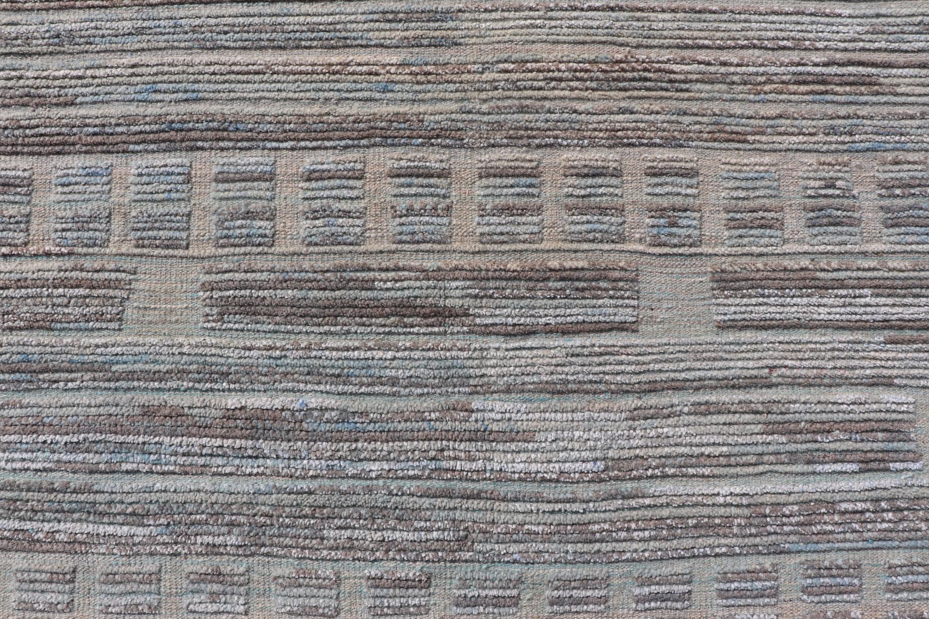 Large Modern wool Rug in Light Green - Gray & Lt. Blue by Keivan Woven Arts. Keivan Woven Arts/rug MSE - 12391, country of origin / type: Afghanistan / Modern Casual, circa Early - 21th Century. Measures: 11'9 x 15'3 This large modern ... - Keivan Woven ArtsMSE - 12391 - 25347Rug