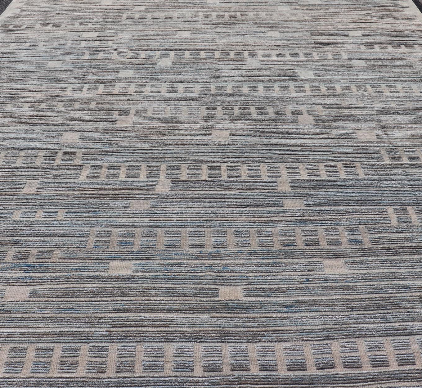 Large Modern wool Rug in Light Green - Gray & Lt. Blue by Keivan Woven Arts. Keivan Woven Arts/rug MSE - 12391, country of origin / type: Afghanistan / Modern Casual, circa Early - 21th Century. Measures: 11'9 x 15'3 This large modern ... - Keivan Woven ArtsMSE - 12391 - 25347Rug
