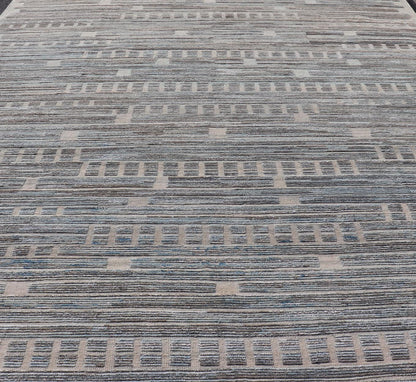 Large Modern wool Rug in Light Green - Gray & Lt. Blue by Keivan Woven Arts. Keivan Woven Arts/rug MSE - 12391, country of origin / type: Afghanistan / Modern Casual, circa Early - 21th Century. Measures: 11'9 x 15'3 This large modern ... - Keivan Woven ArtsMSE - 12391 - 25347Rug