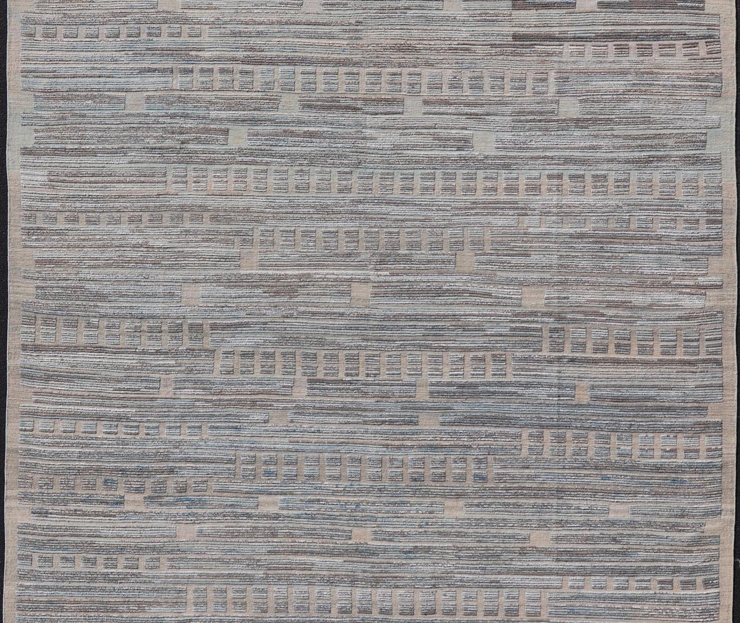 Large Modern wool Rug in Light Green - Gray & Lt. Blue by Keivan Woven Arts. Keivan Woven Arts/rug MSE - 12391, country of origin / type: Afghanistan / Modern Casual, circa Early - 21th Century. Measures: 11'9 x 15'3 This large modern ... - Keivan Woven ArtsMSE - 12391 - 25347Rug