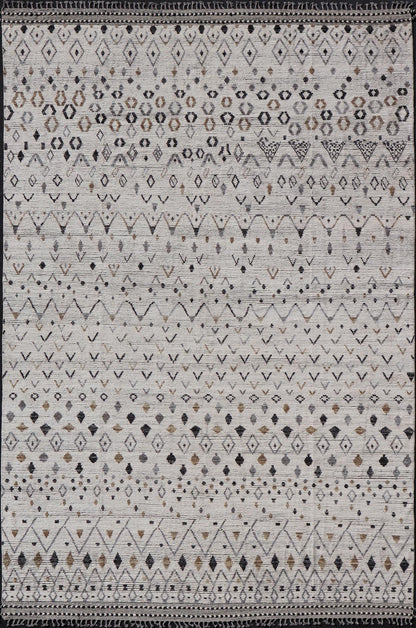 Keivan Woven Arts Modern Moroccan Rug in Neutral Tones With Subdued Design With Pops of Charcoal. Keivan Woven Arts / rug MSE - 12500, country of origin / type: Afghanistan / Modern Causal. Measures: 12'1 x 17'6 The subdued design of this rug make... - Keivan Woven ArtsMSE - 12500 - 25353Rugs