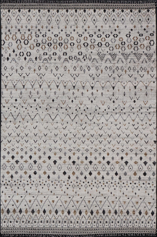 Keivan Woven Arts Modern Moroccan Rug in Neutral Tones With Subdued Design With Pops of Charcoal. Keivan Woven Arts / rug MSE - 12500, country of origin / type: Afghanistan / Modern Causal. Measures: 12'1 x 17'6 The subdued design of this rug make... - Keivan Woven ArtsMSE - 12500 - 25353Rugs