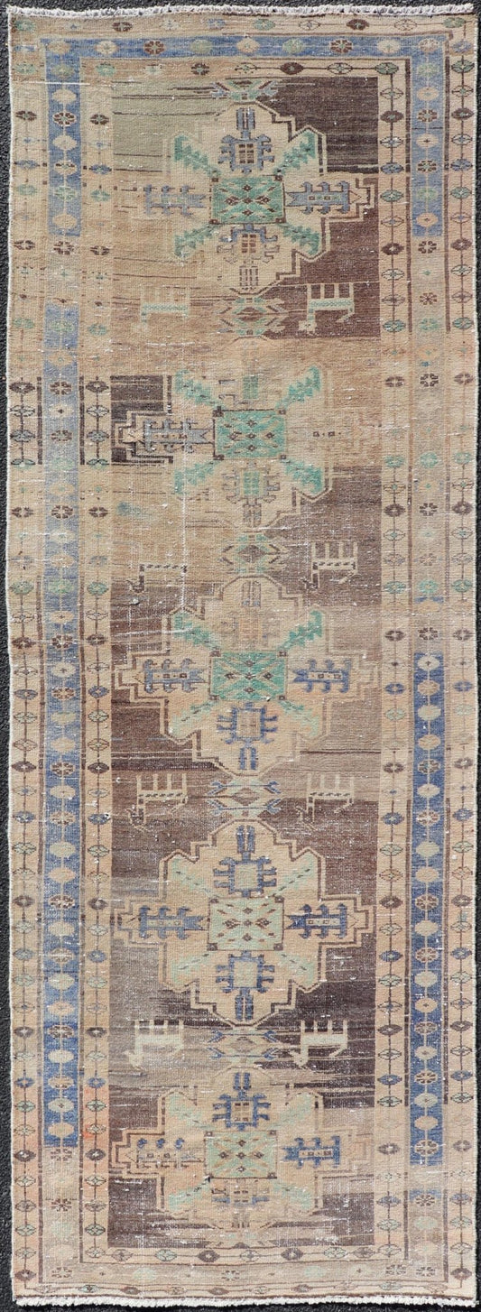 Vintage Persian Hamadan Runner in Warm Tones of Purple, Brown and Taupe. Country of Origin: Iran; Type: Hamedan; Design: Floral, Persian Floral, All - Over: rug MSE - 1251, Keivan Woven Arts. Measures: 3'4 x 9'9 This vintage Persian runner features ... - Keivan Woven ArtsMSE - 1251 - 25533Rug