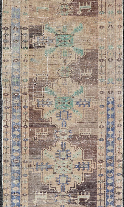 Vintage Persian Hamadan Runner in Warm Tones of Purple, Brown and Taupe. Country of Origin: Iran; Type: Hamedan; Design: Floral, Persian Floral, All - Over: rug MSE - 1251, Keivan Woven Arts. Measures: 3'4 x 9'9 This vintage Persian runner features ... - Keivan Woven ArtsMSE - 1251 - 25533Rug