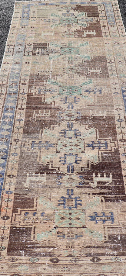 Vintage Persian Hamadan Runner in Warm Tones of Purple, Brown and Taupe. Country of Origin: Iran; Type: Hamedan; Design: Floral, Persian Floral, All - Over: rug MSE - 1251, Keivan Woven Arts. Measures: 3'4 x 9'9 This vintage Persian runner features ... - Keivan Woven ArtsMSE - 1251 - 25533Rug