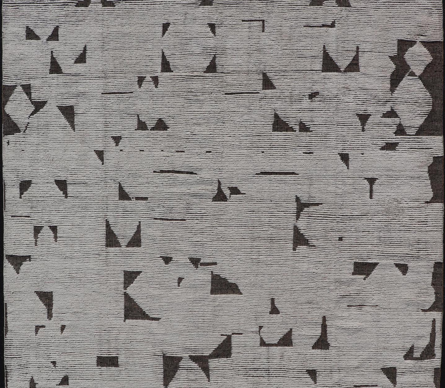 Fine Modern Rug in White & Light Taupe Tones with Abstract & Geometric Design. Country of Origin: Afghanistan Keivan Woven Arts; MSE - 12544 Type: Modern Casual Design: Abstract, Sub - Geometric, Modern 21st century Measures: 8'11 x 12'5 Fine Modern... - Keivan Woven ArtsMSE - 12544 - 25359Rug
