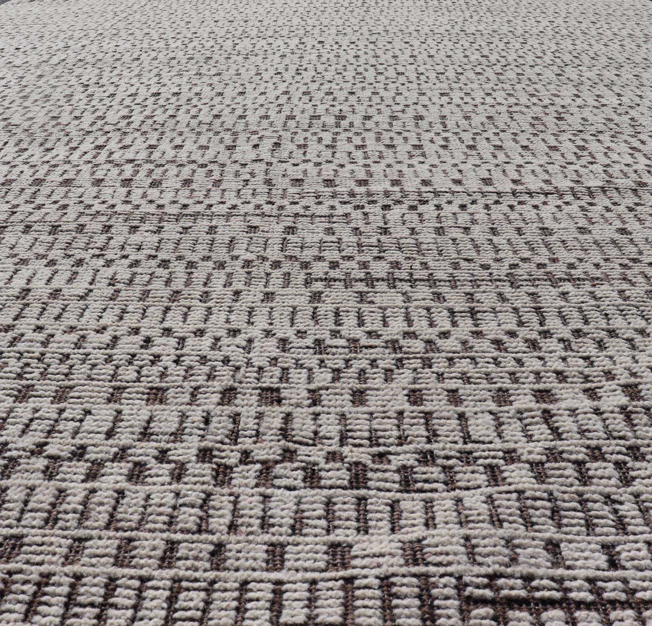 Modern Large Rug in Wool with Geometric Design in Brown, Charcoal, and Ivory. Keivan Woven Arts /rug MSE - 12550, country of origin / type: Afghanistan / Modern Casual, circa Early - 21th Century. Measures: 9'10 x 14'0 This modern casual modern rug ... - Keivan Woven ArtsMSE - 12550 - 25371Rug