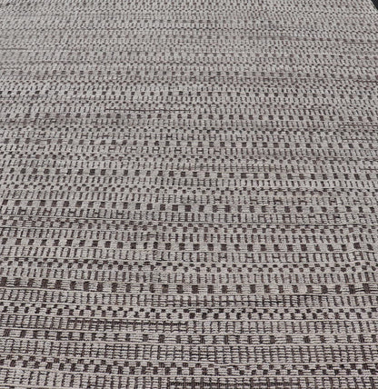 Modern Large Rug in Wool with Geometric Design in Brown, Charcoal, and Ivory. Keivan Woven Arts /rug MSE - 12550, country of origin / type: Afghanistan / Modern Casual, circa Early - 21th Century. Measures: 9'10 x 14'0 This modern casual modern rug ... - Keivan Woven ArtsMSE - 12550 - 25371