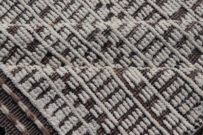 Modern Large Rug in Wool with Geometric Design in Brown, Charcoal, and Ivory. Keivan Woven Arts /rug MSE - 12550, country of origin / type: Afghanistan / Modern Casual, circa Early - 21th Century. Measures: 9'10 x 14'0 This modern casual modern rug ... - Keivan Woven ArtsMSE - 12550 - 25371Rug