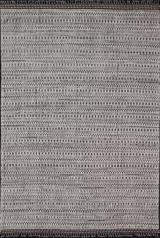 Modern Large Rug in Wool with Geometric Design in Brown, Charcoal, and Ivory. Keivan Woven Arts /rug MSE - 12550, country of origin / type: Afghanistan / Modern Casual, circa Early - 21th Century. Measures: 9'10 x 14'0 This modern casual modern rug ... - Keivan Woven ArtsMSE - 12550 - 25371Rug