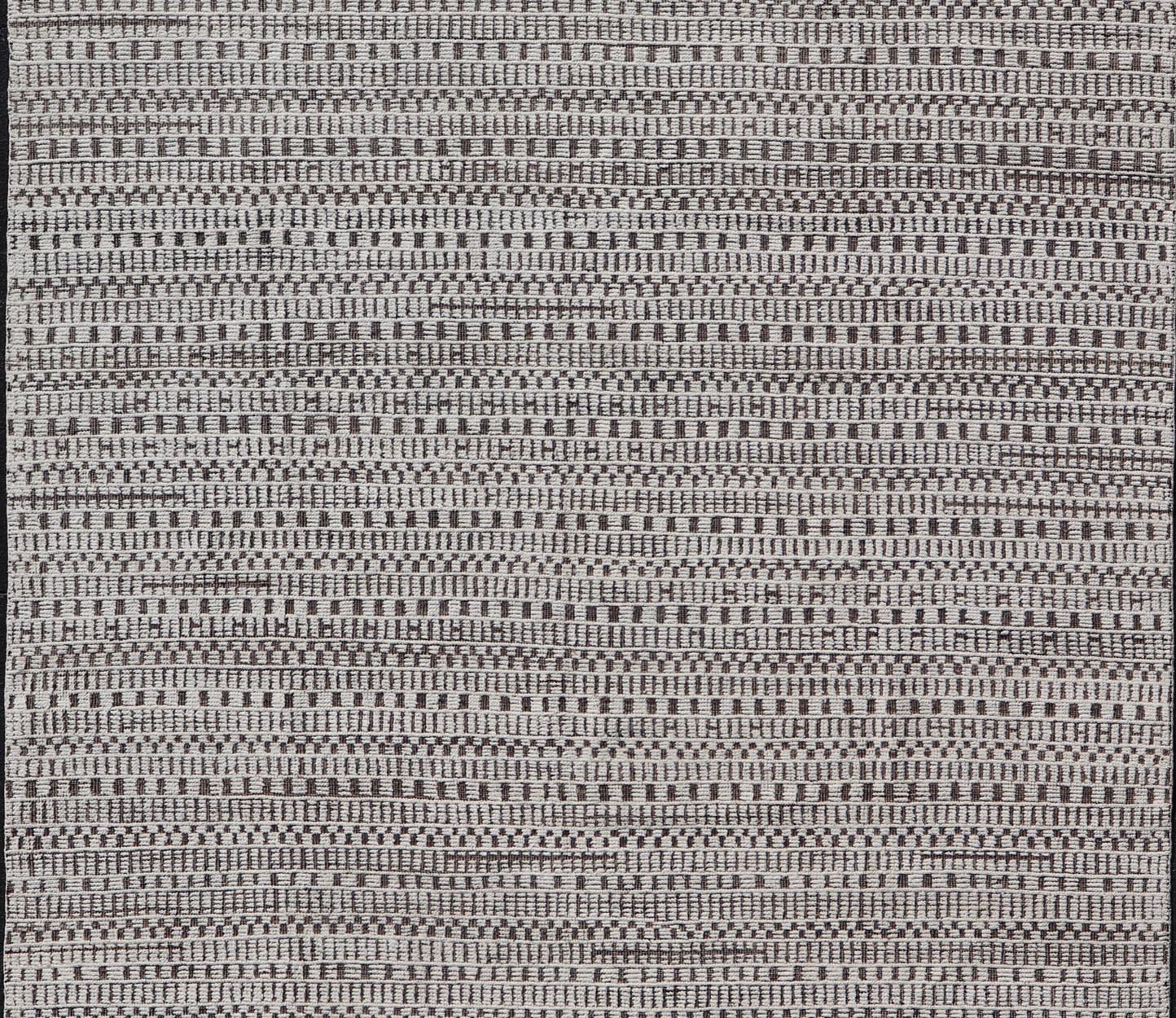 Modern Large Rug in Wool with Geometric Design in Brown, Charcoal, and Ivory. Keivan Woven Arts /rug MSE - 12550, country of origin / type: Afghanistan / Modern Casual, circa Early - 21th Century. Measures: 9'10 x 14'0 This modern casual modern rug ... - Keivan Woven ArtsMSE - 12550 - 25371Rug