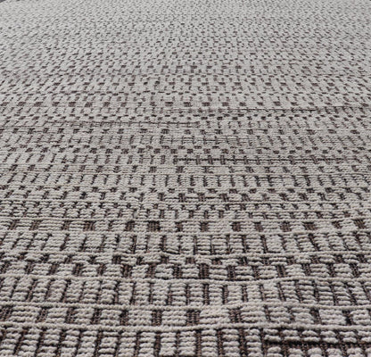 Modern Large Rug in Wool with Geometric Design in Brown, Charcoal, and Ivory. Keivan Woven Arts /rug MSE - 12550, country of origin / type: Afghanistan / Modern Casual, circa Early - 21th Century. Measures: 9'10 x 14'0 This modern casual modern rug ... - Keivan Woven ArtsMSE - 12550 - 25371