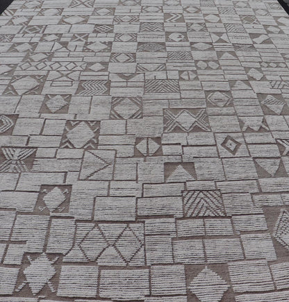Large Modern Hand - Knotted Moroccan Rug in Wool with Sub - Geometric Design. Keivan Woven Arts; rug MSE - 12553, country of origin / type: Afghanistan / Modern Casual, circa Early - 21th Century. Measures: 11'6 x 18'3 This modern casual tribal rug has ... - Keivan Woven ArtsMSE - 12553 - 25377Rug
