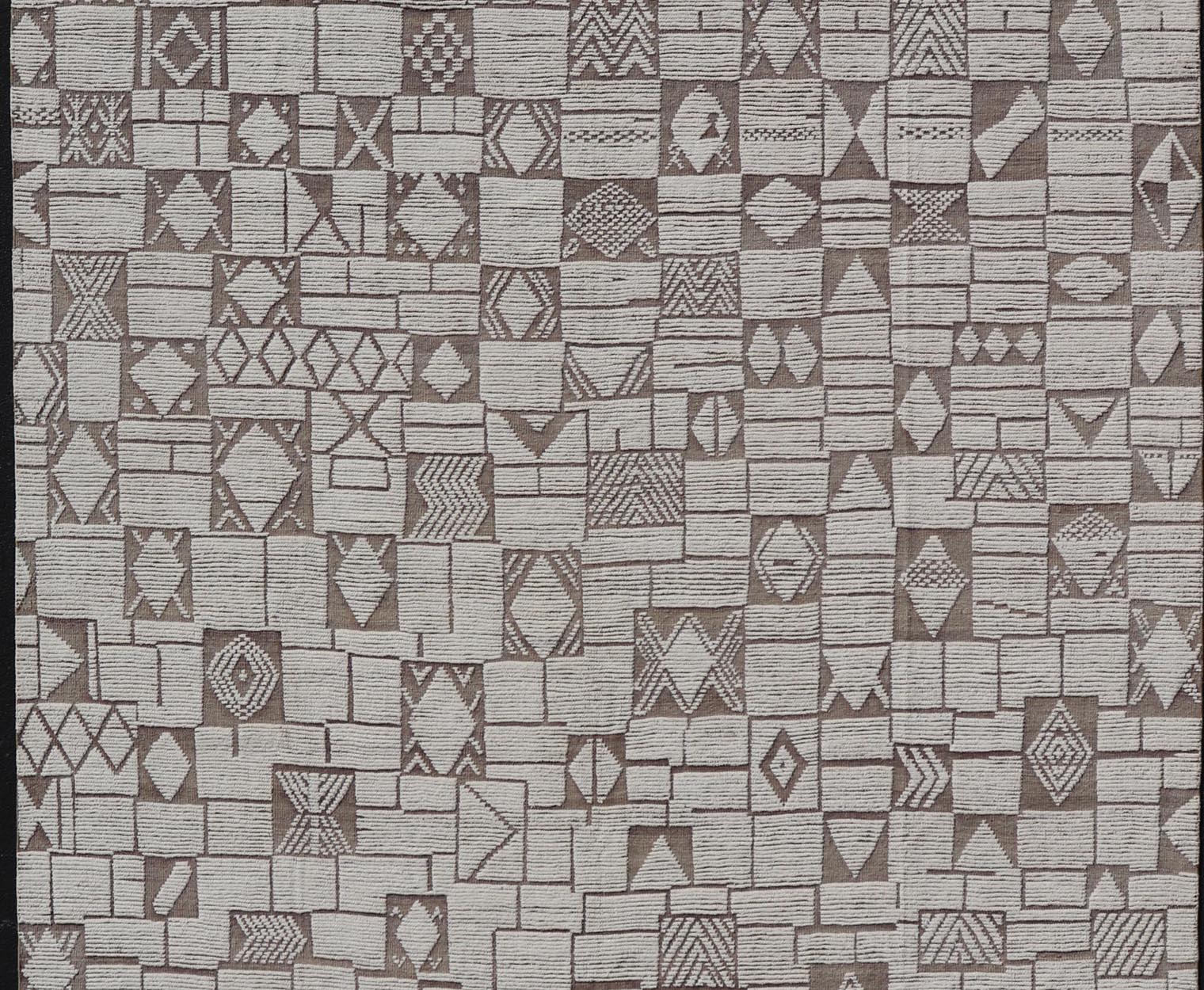 Large Modern Hand - Knotted Moroccan Rug in Wool with Sub - Geometric Design. Keivan Woven Arts; rug MSE - 12553, country of origin / type: Afghanistan / Modern Casual, circa Early - 21th Century. Measures: 11'6 x 18'3 This modern casual tribal rug has ... - Keivan Woven ArtsMSE - 12553 - 25377Rug
