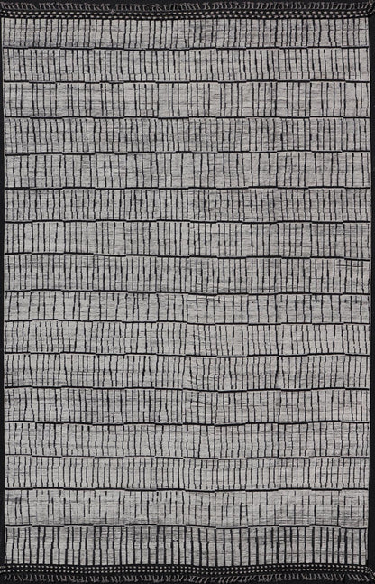 Large Minimalist Modern Casual Rug with Black Background and Ivory Pile. Keivan Woven Arts; rug MSE - 12571 Country of Origin: Afghanistan Type: Modern Casual Design: All - Over, Minimalist. Measures: 11'9 x 18'4 This large modern casual rug's fiel... - Keivan Woven ArtsMSE - 12571 - 25383Rug