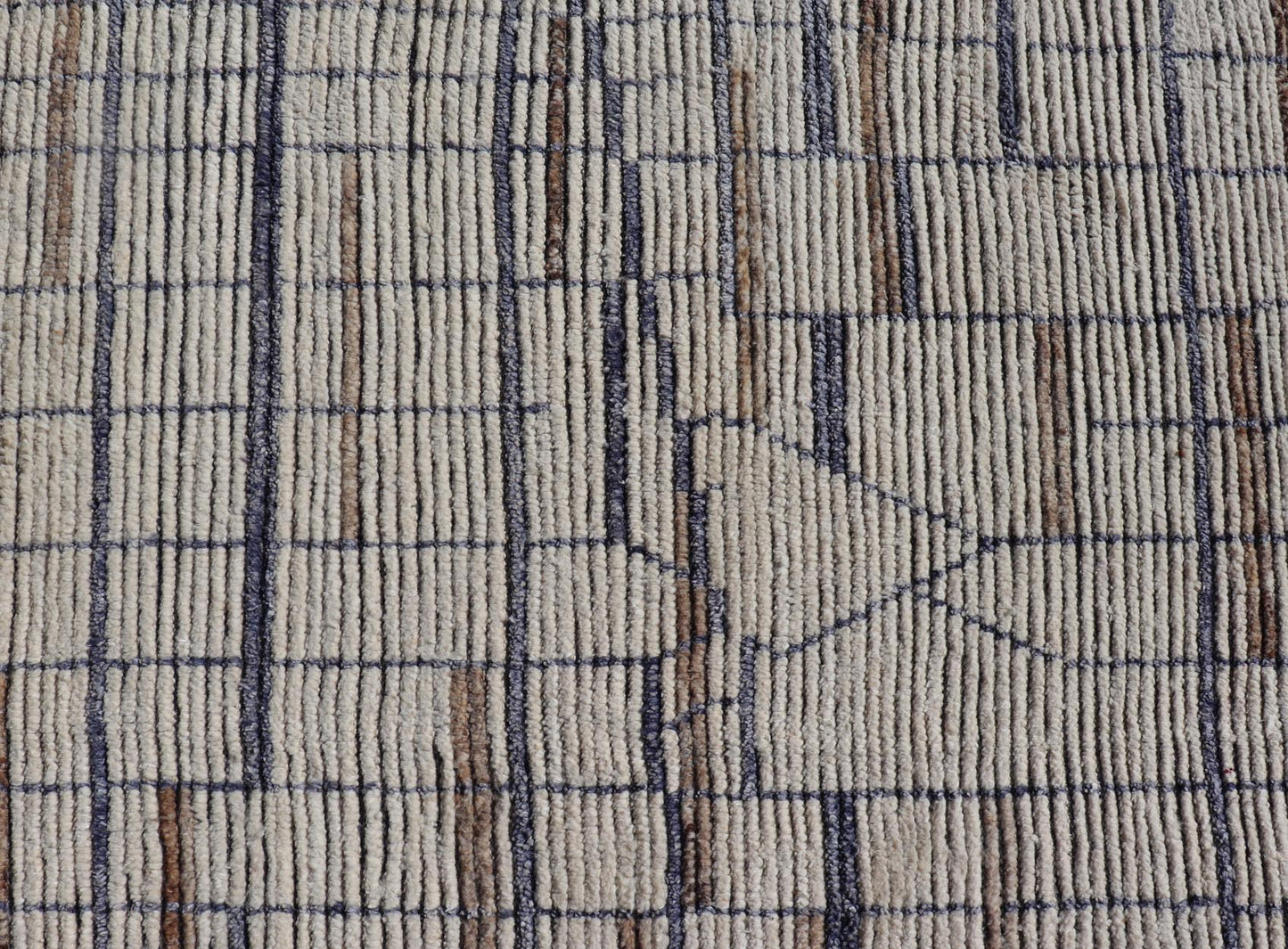 Modern Moroccan Rug in Neutral Tones with Subdued Design with Pops of Blue. Keivan Woven Arts / rug MSE - 12575, country of origin / type: Afghanistan / Rug Early 21st Century. Measures: 9'10 x 14'1 The subdued design of this rug makes it perfect... - Keivan Woven ArtsMSE - 12575 - 25395Rug
