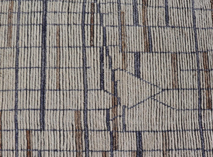 Modern Moroccan Rug in Neutral Tones with Subdued Design with Pops of Blue. Keivan Woven Arts / rug MSE - 12575, country of origin / type: Afghanistan / Rug Early 21st Century. Measures: 9'10 x 14'1 The subdued design of this rug makes it perfect... - Keivan Woven ArtsMSE - 12575 - 25395Rug