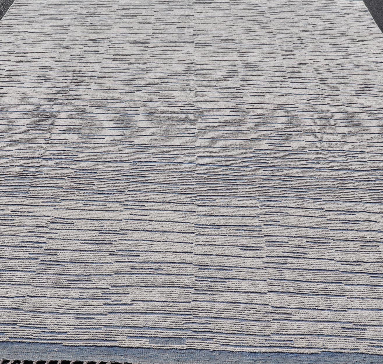 Keivan Woven Arts Moroccan Modern Casual Rug in Blue and White Tones With Hi - Low Design. Keivan Woven Arts / rug MSE - 12635, country of origin / type: Afghanistan. Modern Rug, Modern Design, Modern Casual, Casual design. Measures: 9'9 x 14'9 The ... - Keivan Woven ArtsMSE - 12635 - 25407Rug