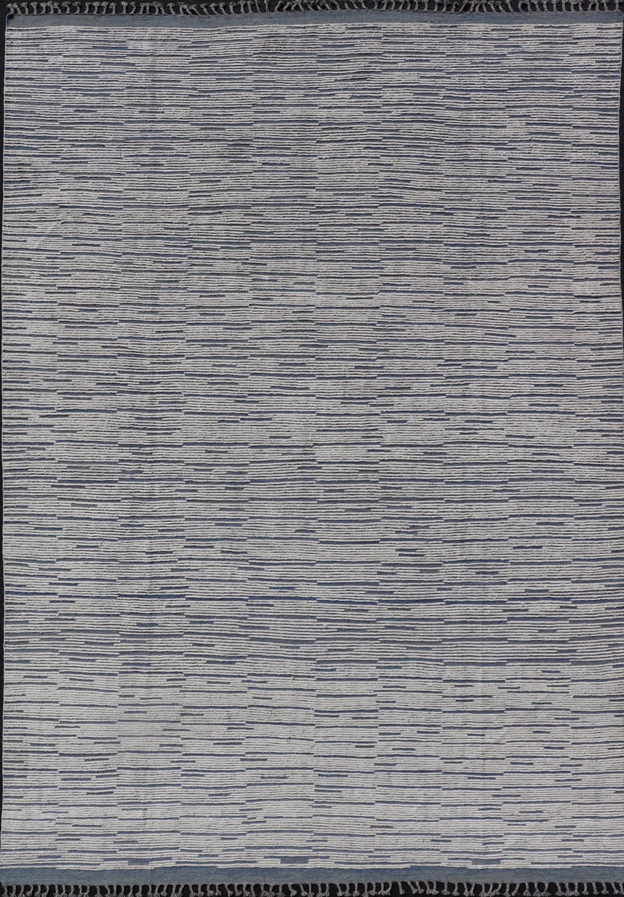 Keivan Woven Arts Moroccan Modern Casual Rug in Blue and White Tones With Hi - Low Design. Keivan Woven Arts / rug MSE - 12635, country of origin / type: Afghanistan. Modern Rug, Modern Design, Modern Casual, Casual design. Measures: 9'9 x 14'9 The ... - Keivan Woven ArtsMSE - 12635 - 25407Rug