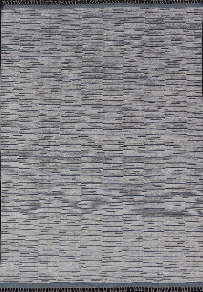 Keivan Woven Arts Moroccan Modern Casual Rug in Blue and White Tones With Hi - Low Design. Keivan Woven Arts / rug MSE - 12635, country of origin / type: Afghanistan. Modern Rug, Modern Design, Modern Casual, Casual design. Measures: 9'9 x 14'9 The ... - Keivan Woven ArtsMSE - 12635 - 25407Rug