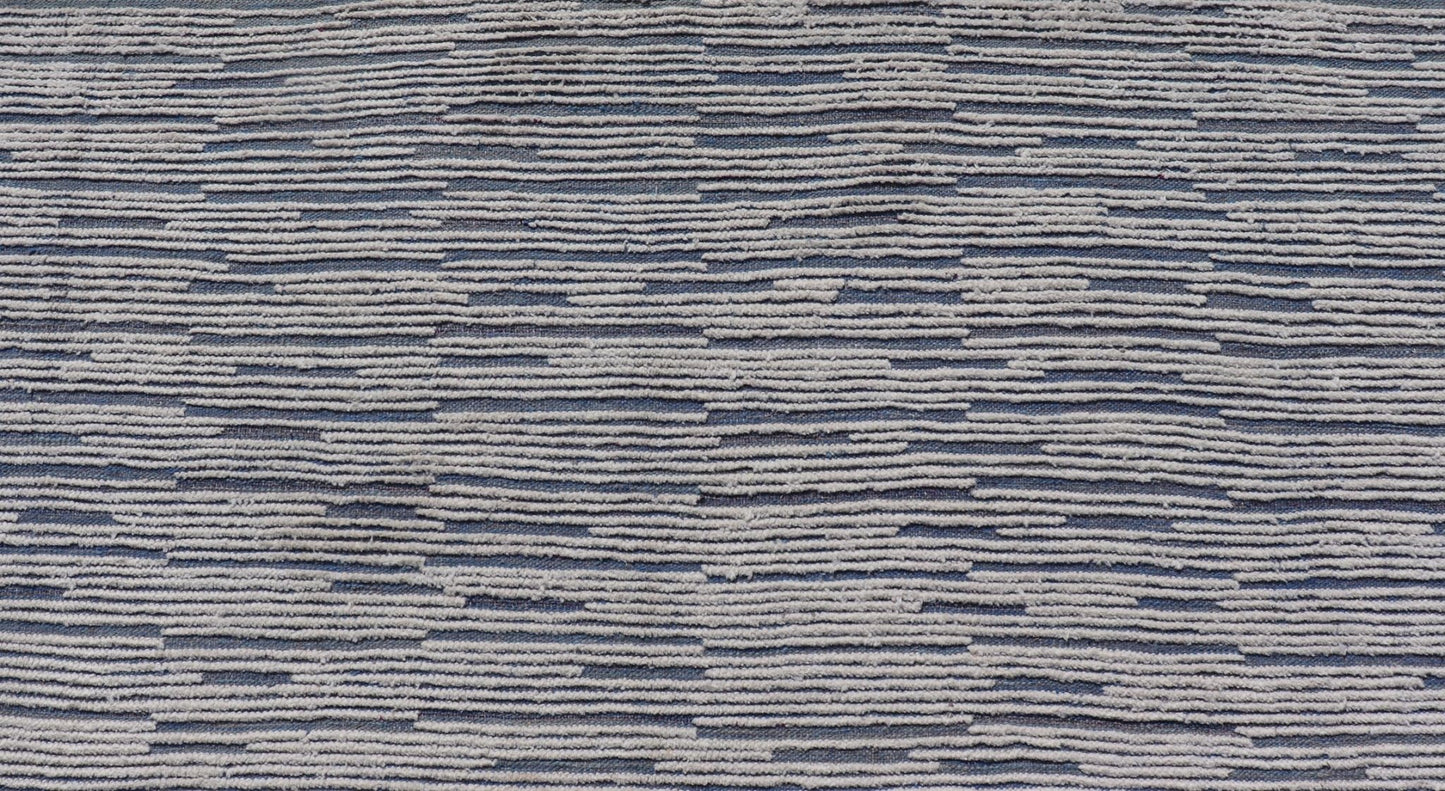 Keivan Woven Arts Moroccan Modern Casual Rug in Blue and White Tones With Hi - Low Design. Keivan Woven Arts / rug MSE - 12635, country of origin / type: Afghanistan. Modern Rug, Modern Design, Modern Casual, Casual design. Measures: 9'9 x 14'9 The ... - Keivan Woven ArtsMSE - 12635 - 25407Rug