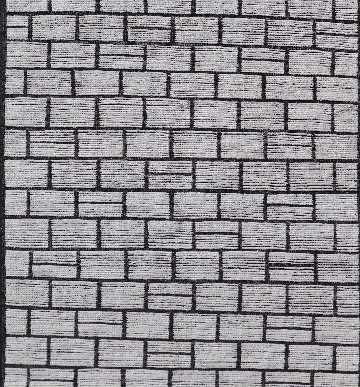 Modern Hand - Knotted Gallery Rug in Wool with Box Design in Black and Ivory Tones. Keivan Woven Arts; rug MSE - 12657, country of origin / type: Afghanistan / Modern Casual, circa Early - 21th Century. Measures: 5'2 x 10'2 This modern casual tribal r... - Keivan Woven ArtsMSE - 12657 - 25413