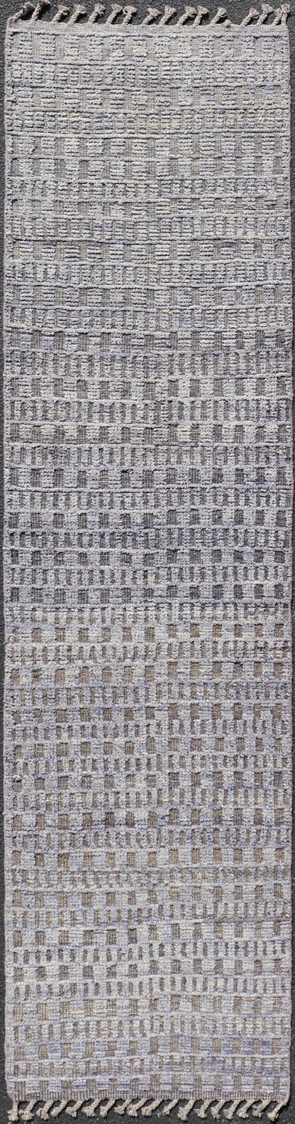 Modern Casual Piled Runner in Purple & Brown Colors With Minimalist Design. Keivan Woven Arts / rug MSE - 12692, country of origin / type: Afghanistan / Piled, condition: new. Measures: 2'6 x 10'1 This Minimalist design runner features a modern p... - Keivan Woven ArtsMSE - 12692 - 25419Rug