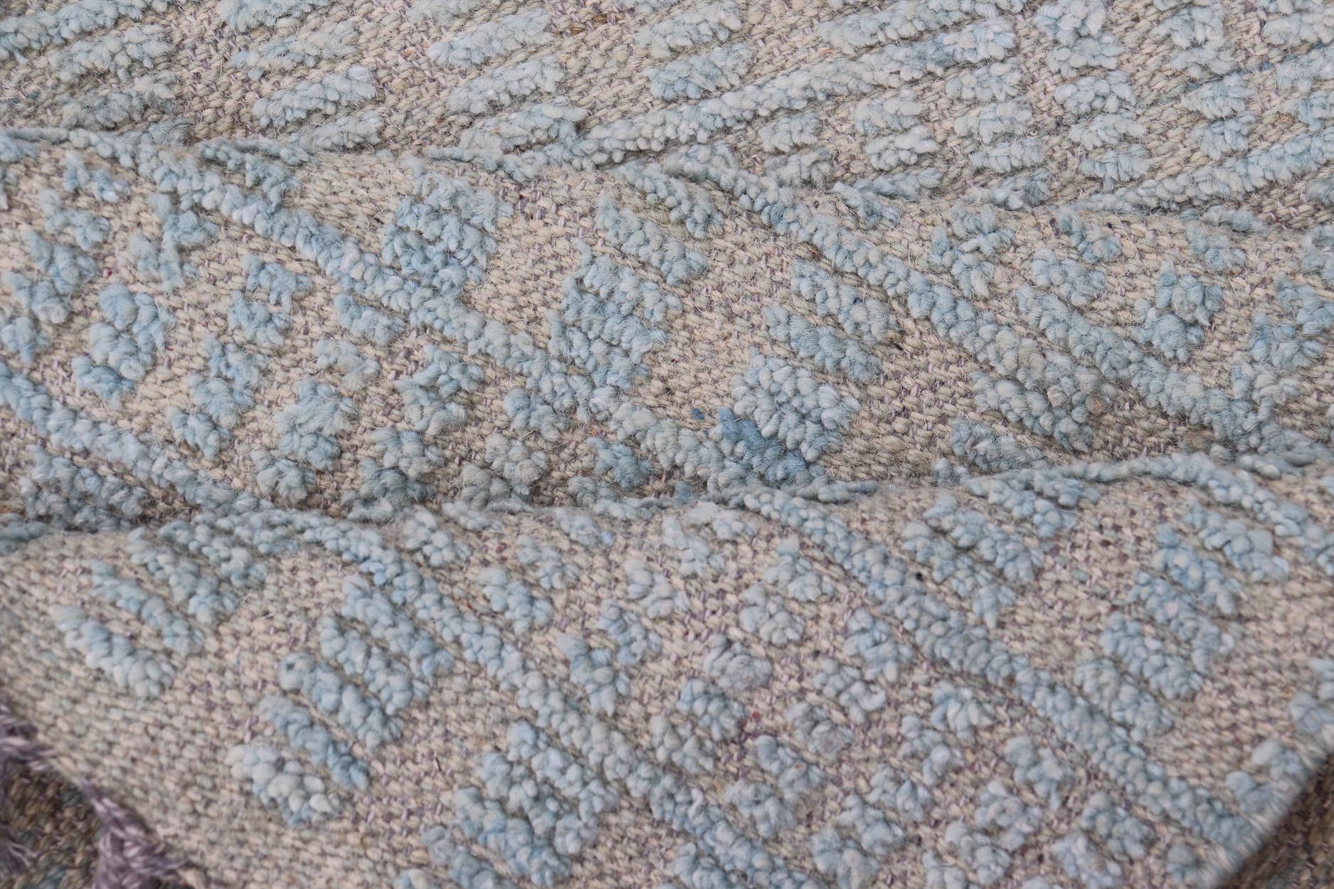 Modern Casual Piled Runner in Lt. Blue and Taupe Colors With Minimalist Design. Keivan Woven Arts / rug MSE - 12697, country of origin / type: Afghanistan / Piled, condition: new. Measures: 2'4 x 10'4 This Minimalist design runner features a mode... - Keivan Woven ArtsMSE - 12697 - 25425Rug