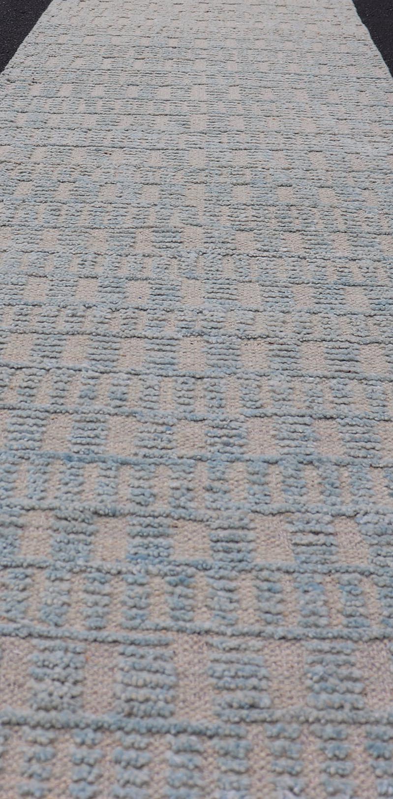 Modern Casual Piled Runner in Lt. Blue and Taupe Colors With Minimalist Design. Keivan Woven Arts / rug MSE - 12697, country of origin / type: Afghanistan / Piled, condition: new. Measures: 2'4 x 10'4 This Minimalist design runner features a mode... - Keivan Woven ArtsMSE - 12697 - 25425Rug