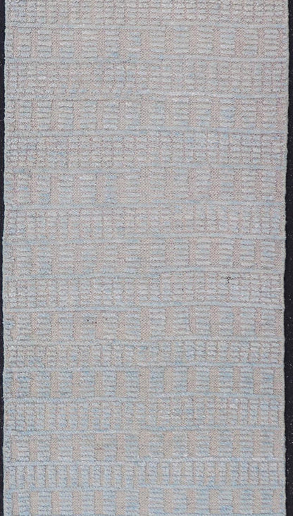 Modern Casual Piled Runner in Lt. Blue and Taupe Colors With Minimalist Design. Keivan Woven Arts / rug MSE - 12697, country of origin / type: Afghanistan / Piled, condition: new. Measures: 2'4 x 10'4 This Minimalist design runner features a mode... - Keivan Woven ArtsMSE - 12697 - 25425Rug