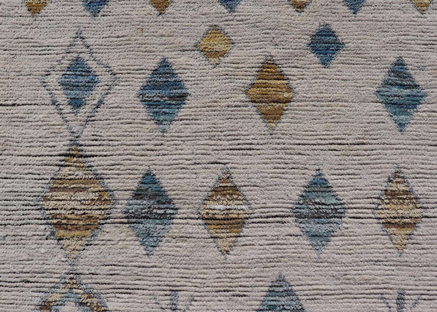 Modern Moroccan Rug in Wool with Sub - Geometric Tribal Diamond Design On Ivory. Keivan Woven Arts / rug MSE - 12748, country of origin / type: Afghanistan / Modern Casual, circa Early - 21th Century. Measures: 9'1 x 12'1 This modern casual Moroccan t... - Keivan Woven ArtsMSE - 12748 - 25431Rug