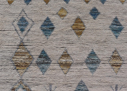 Modern Moroccan Rug in Wool with Sub - Geometric Tribal Diamond Design On Ivory. Keivan Woven Arts / rug MSE - 12748, country of origin / type: Afghanistan / Modern Casual, circa Early - 21th Century. Measures: 9'1 x 12'1 This modern casual Moroccan t... - Keivan Woven ArtsMSE - 12748 - 25431Rug