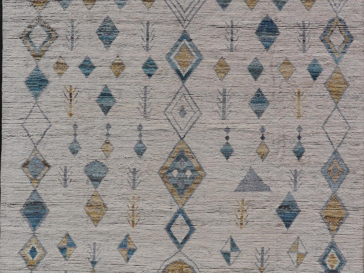 Modern Moroccan Rug in Wool with Sub - Geometric Tribal Diamond Design On Ivory. Keivan Woven Arts / rug MSE - 12748, country of origin / type: Afghanistan / Modern Casual, circa Early - 21th Century. Measures: 9'1 x 12'1 This modern casual Moroccan t... - Keivan Woven ArtsMSE - 12748 - 25431Rug