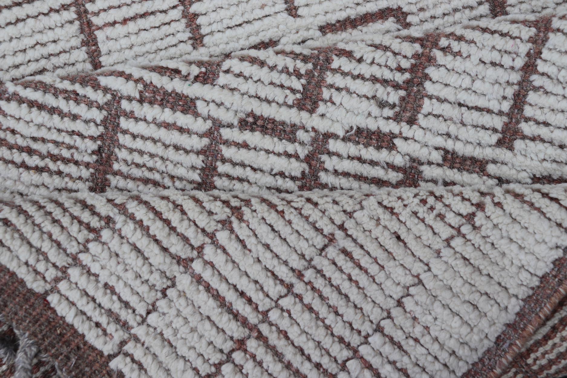 Modern Moroccan Runner With Modern Design in Cream by Keivan Woven Arts. Modern Hand - Knotted Moroccan Rug with Modern Design in Cream and Neutral Tones. Keivan Woven Arts; rug MSE - 12768, country of origin / type: Afghanistan / Modern Casual, circa earl... - Keivan Woven ArtsMSE - 12768 - 25437Rug