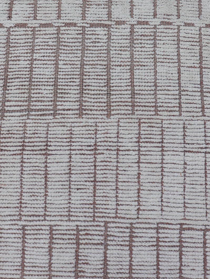 Modern Moroccan Runner With Modern Design in Cream by Keivan Woven Arts. Modern Hand - Knotted Moroccan Rug with Modern Design in Cream and Neutral Tones. Keivan Woven Arts; rug MSE - 12768, country of origin / type: Afghanistan / Modern Casual, circa earl... - Keivan Woven ArtsMSE - 12768 - 25437Rug