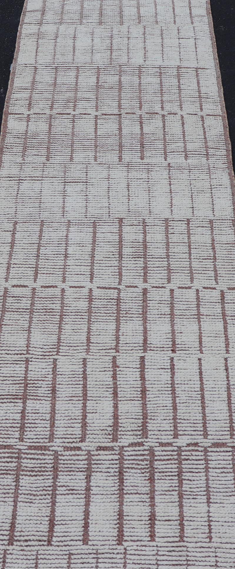 Modern Moroccan Runner With Modern Design in Cream by Keivan Woven Arts. Modern Hand - Knotted Moroccan Rug with Modern Design in Cream and Neutral Tones. Keivan Woven Arts; rug MSE - 12768, country of origin / type: Afghanistan / Modern Casual, circa earl... - Keivan Woven ArtsMSE - 12768 - 25437Rug