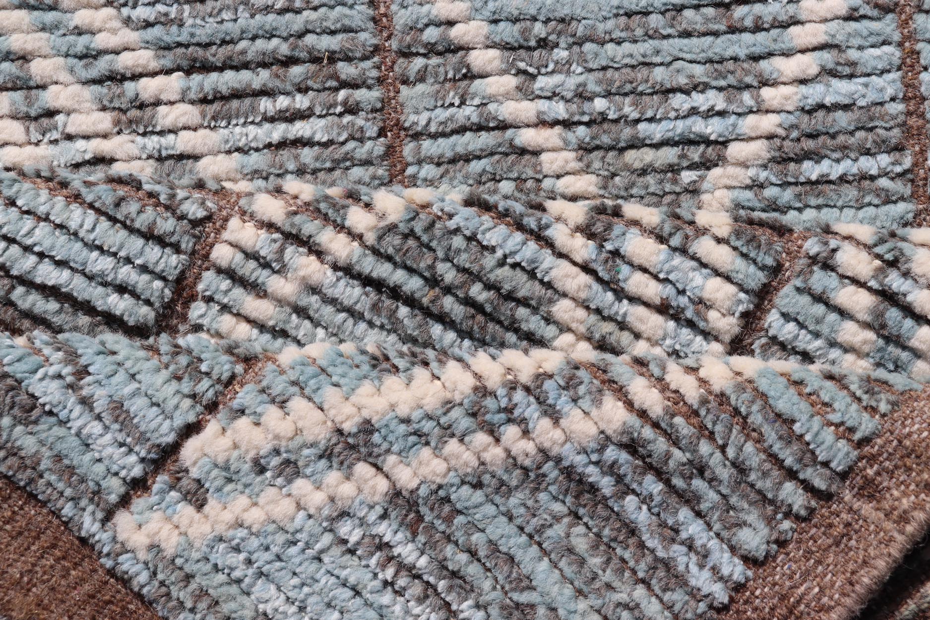 Modern Hand - Knotted Runner in Wool with Diamond Design With Teal, Ivory Tones. Keivan Woven Arts; rug MSE - 12769, country of origin / type: Afghanistan / Modern Casual, circa Early - 21th Century. Measures: 2'6 x 10'9 This modern casual tribal runn... - Keivan Woven ArtsMSE - 12769 - 25443Rug