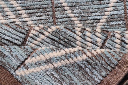 Modern Hand - Knotted Runner in Wool with Diamond Design With Teal, Ivory Tones. Keivan Woven Arts; rug MSE - 12769, country of origin / type: Afghanistan / Modern Casual, circa Early - 21th Century. Measures: 2'6 x 10'9 This modern casual tribal runn... - Keivan Woven ArtsMSE - 12769 - 25443Rug