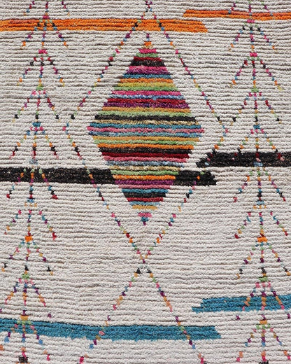 Tribal Moroccan Runner in Wool with Geometric Diamond Design On A Ivory Field. Keivan Woven Arts; rug MSE - 12787, country of origin / type: Afghanistan / Modern Casual, circa Early - 21th Century. Measures: 3'0 x 12'11 This modern casual tribal run... - Keivan Woven ArtsMSE - 12787 - 25449Rug