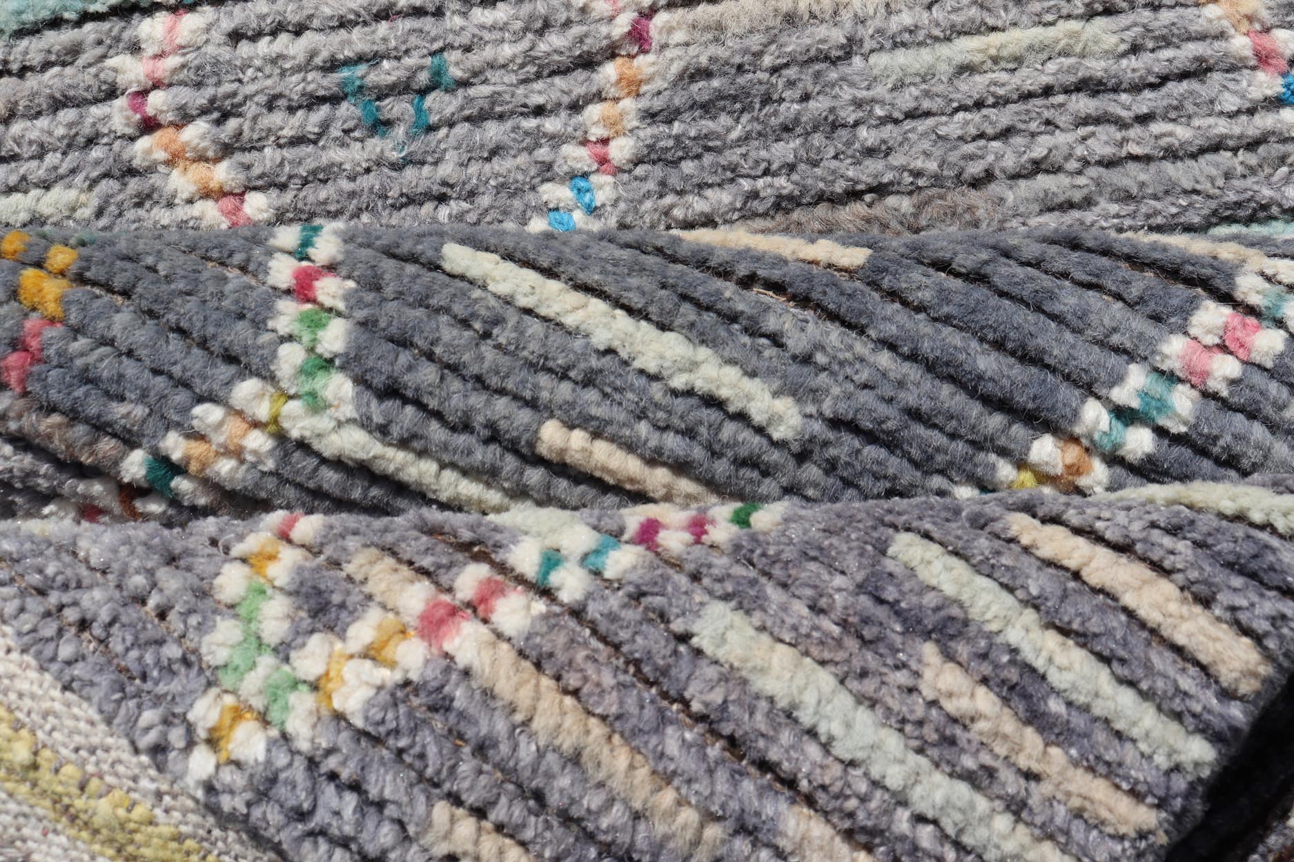 Modern Moroccan Tribal Designed Runner in Pastels Colors On A Grey Ground. Keivan Woven Arts; rug MSE - 12807 Country of Origin: Afghanistan Type: Modern Casual Design: All - Over, Tribal, Sub - Geometric. Measures: 2'5 x 8'4 This Moroccan beautiful ... - Keivan Woven ArtsMSE - 12807 - 25461Rug