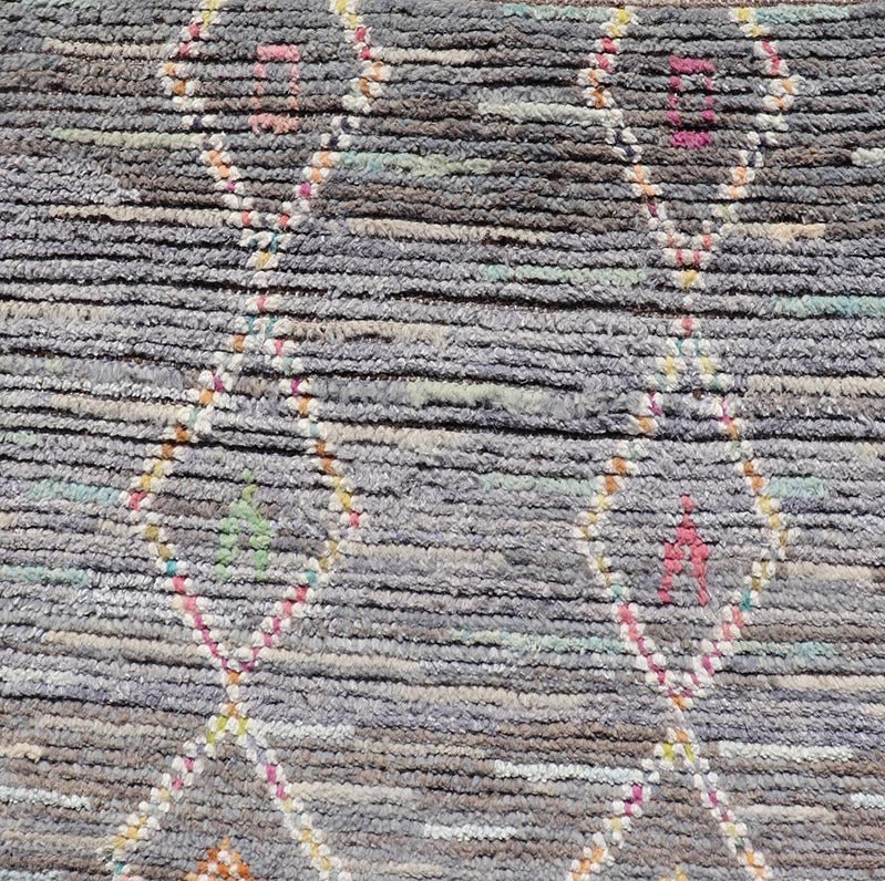 Modern Moroccan Tribal Designed Runner in Pastels Colors On A Grey Ground. Keivan Woven Arts; rug MSE - 12807 Country of Origin: Afghanistan Type: Modern Casual Design: All - Over, Tribal, Sub - Geometric. Measures: 2'5 x 8'4 This Moroccan beautiful ... - Keivan Woven ArtsMSE - 12807 - 25461Rug