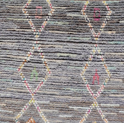 Modern Moroccan Tribal Designed Runner in Pastels Colors On A Grey Ground. Keivan Woven Arts; rug MSE - 12807 Country of Origin: Afghanistan Type: Modern Casual Design: All - Over, Tribal, Sub - Geometric. Measures: 2'5 x 8'4 This Moroccan beautiful ... - Keivan Woven ArtsMSE - 12807 - 25461Rug
