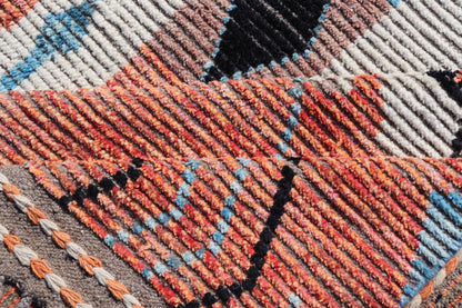 Modern Moroccan Rug With Abstract Design With Copper, Lt. Blue, and Ivory. Keivan Woven Arts; rug MSE - 12863, country of origin / type: Afghanistan / Modern Casual, circa early - 21th century. Measures: 8'3 x 11'0 Multicolor Moroccan Modern Rug has... - Keivan Woven ArtsMSE - 12863 - 25479Rug