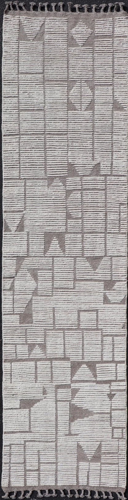 Modern Hand - Knotted Moroccan Runner with All - Over Design In Earthy Tones. Keivan Woven Arts; rug MSE - 12872, country of origin / type: Afghanistan / Modern Casual, circa early - 21th century. Measures: 2'6 x 10'5 This modern casual tribal rug has b... - Keivan Woven ArtsMSE - 12872 - 25491Rug