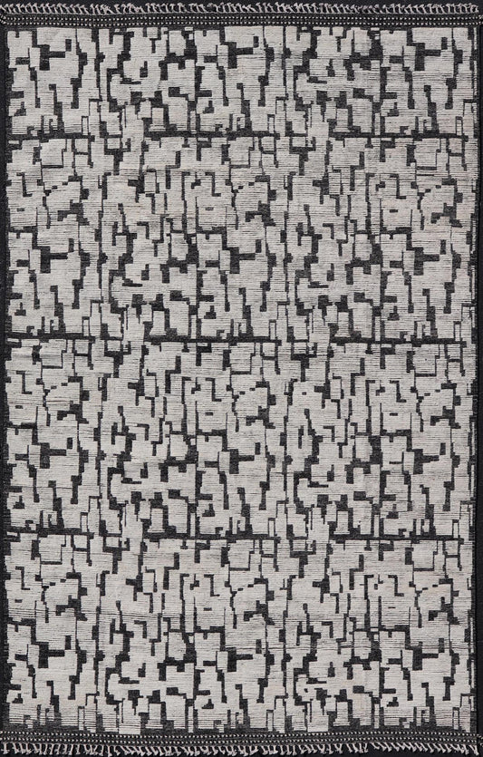 Large Moroccan Contemporary Abstract Rug in White and Black With All - Over Design by Keivan Woven Arts. Keivan Woven Arts; rug MSE - 12898 Country of Origin: Afghanistan Type: Modern Casual Design: Abstract, Geometric, Contemporary. Measures: 9'10 x 1... - Keivan Woven ArtsMSE - 12898 - 25503