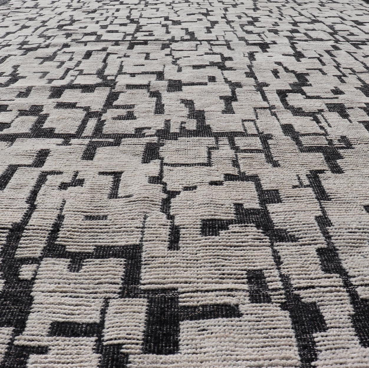Large Moroccan Contemporary Abstract Rug in White and Black With All - Over Design by Keivan Woven Arts. Keivan Woven Arts; rug MSE - 12898 Country of Origin: Afghanistan Type: Modern Casual Design: Abstract, Geometric, Contemporary. Measures: 9'10 x 1... - Keivan Woven ArtsMSE - 12898 - 25503Rug
