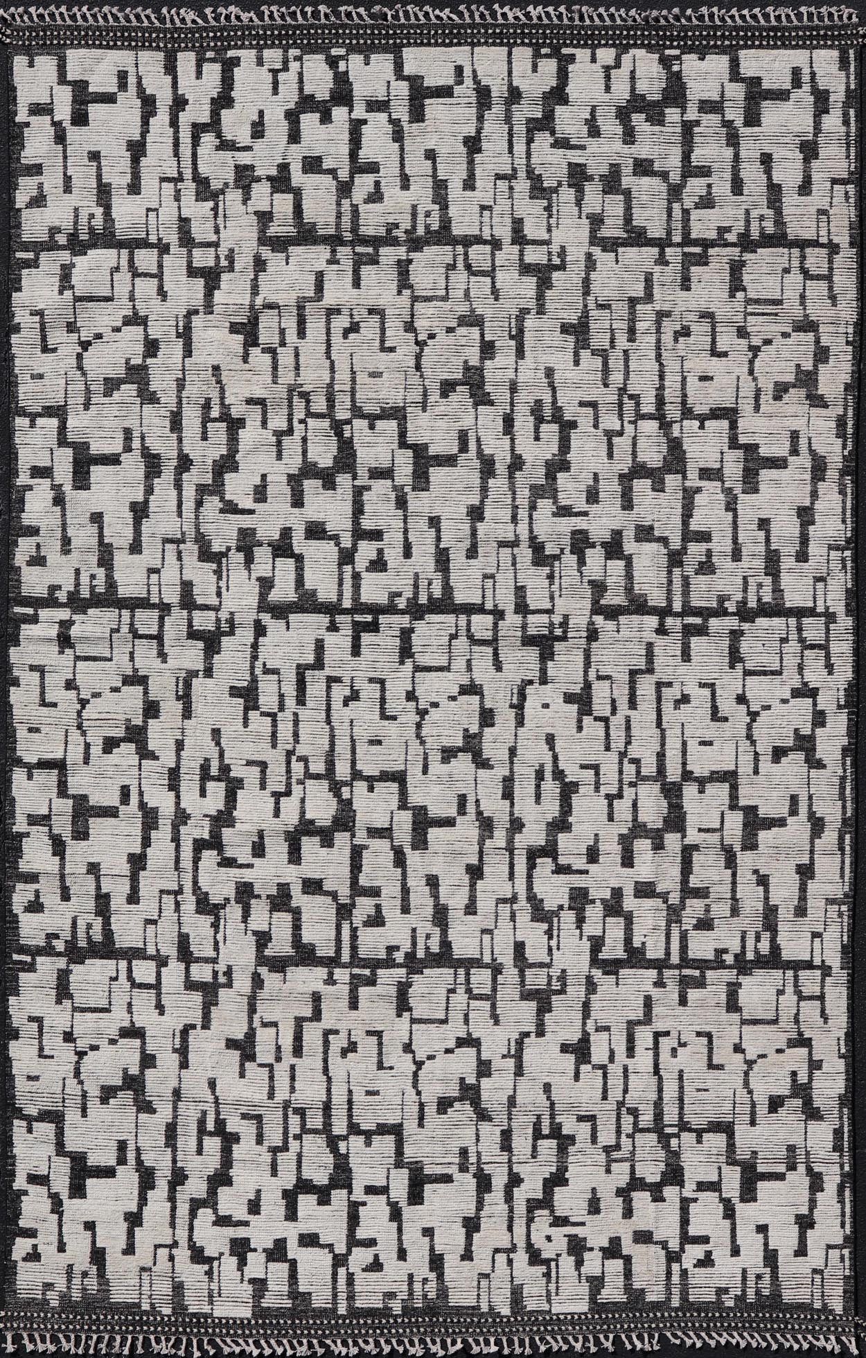 Large Moroccan Contemporary Abstract Rug in White and Black With All - Over Design by Keivan Woven Arts. Keivan Woven Arts; rug MSE - 12898 Country of Origin: Afghanistan Type: Modern Casual Design: Abstract, Geometric, Contemporary. Measures: 9'10 x 1... - Keivan Woven ArtsMSE - 12898 - 25503Rug