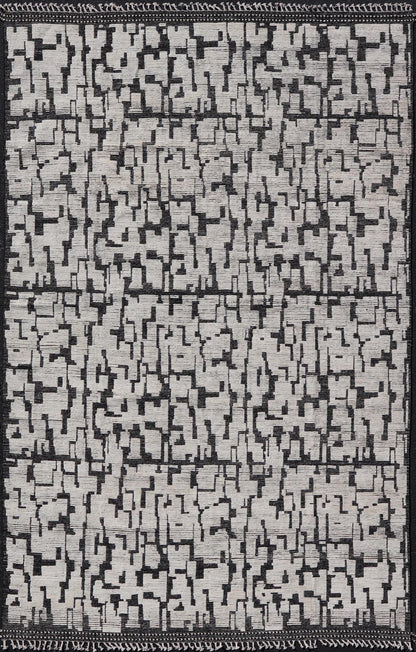 Large Moroccan Contemporary Abstract Rug in White and Black With All - Over Design by Keivan Woven Arts. Keivan Woven Arts; rug MSE - 12898 Country of Origin: Afghanistan Type: Modern Casual Design: Abstract, Geometric, Contemporary. Measures: 9'10 x 1... - Keivan Woven ArtsMSE - 12898 - 25503Rug