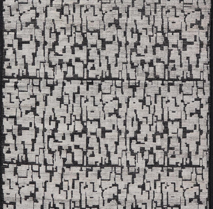 Large Moroccan Contemporary Abstract Rug in White and Black With All - Over Design by Keivan Woven Arts. Keivan Woven Arts; rug MSE - 12898 Country of Origin: Afghanistan Type: Modern Casual Design: Abstract, Geometric, Contemporary. Measures: 9'10 x 1... - Keivan Woven ArtsMSE - 12898 - 25503Rug